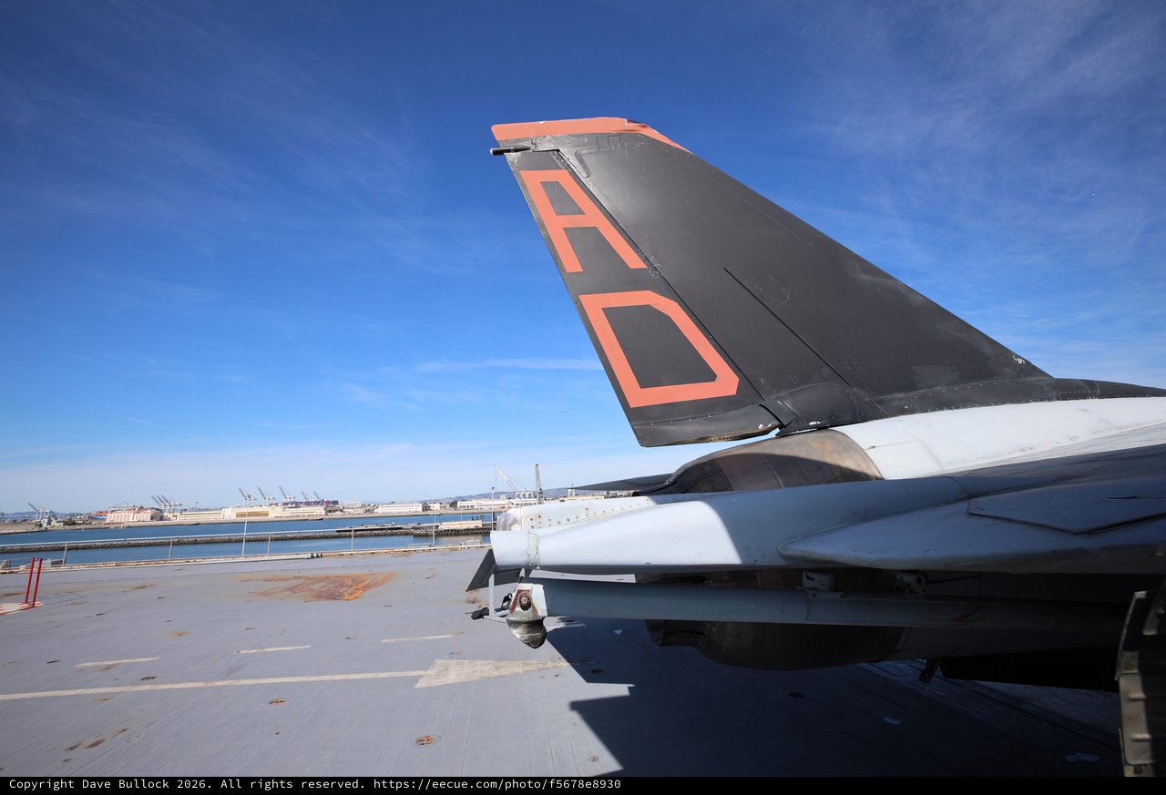 USS Hornet Aircraft Carrier Tail Section with Orange Markings