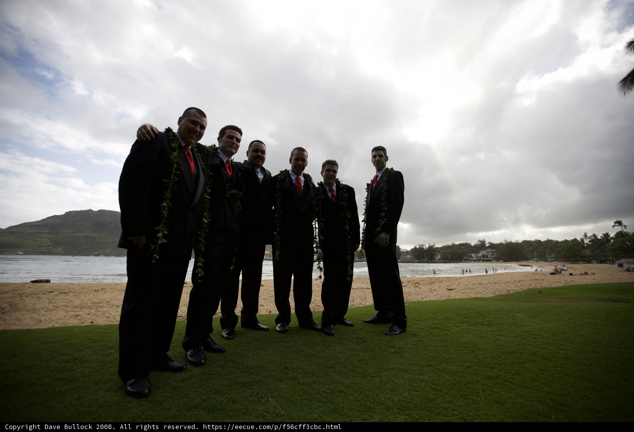 Groomsmen Group Photo on a Cloudy Beach