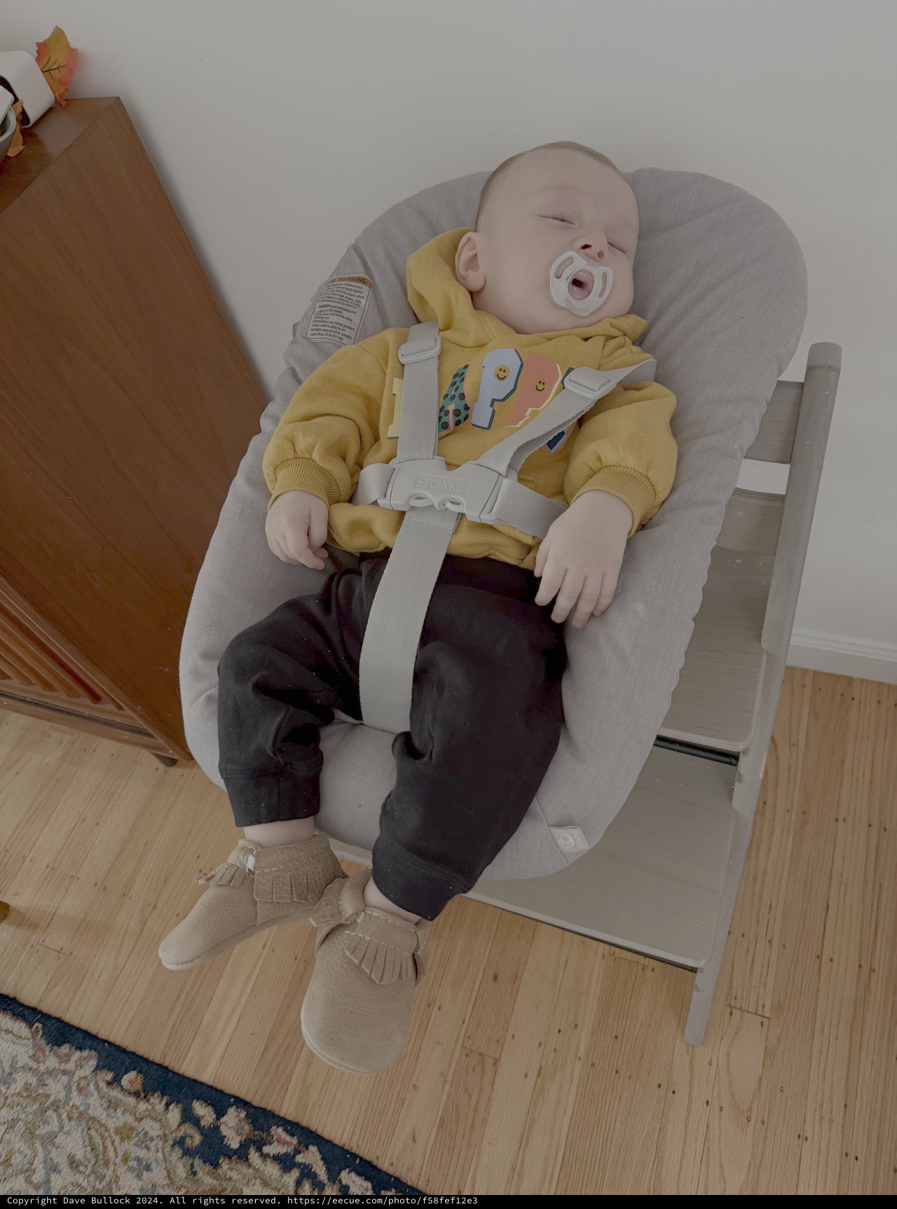 Baby Relaxing in Modern Bouncer Chair