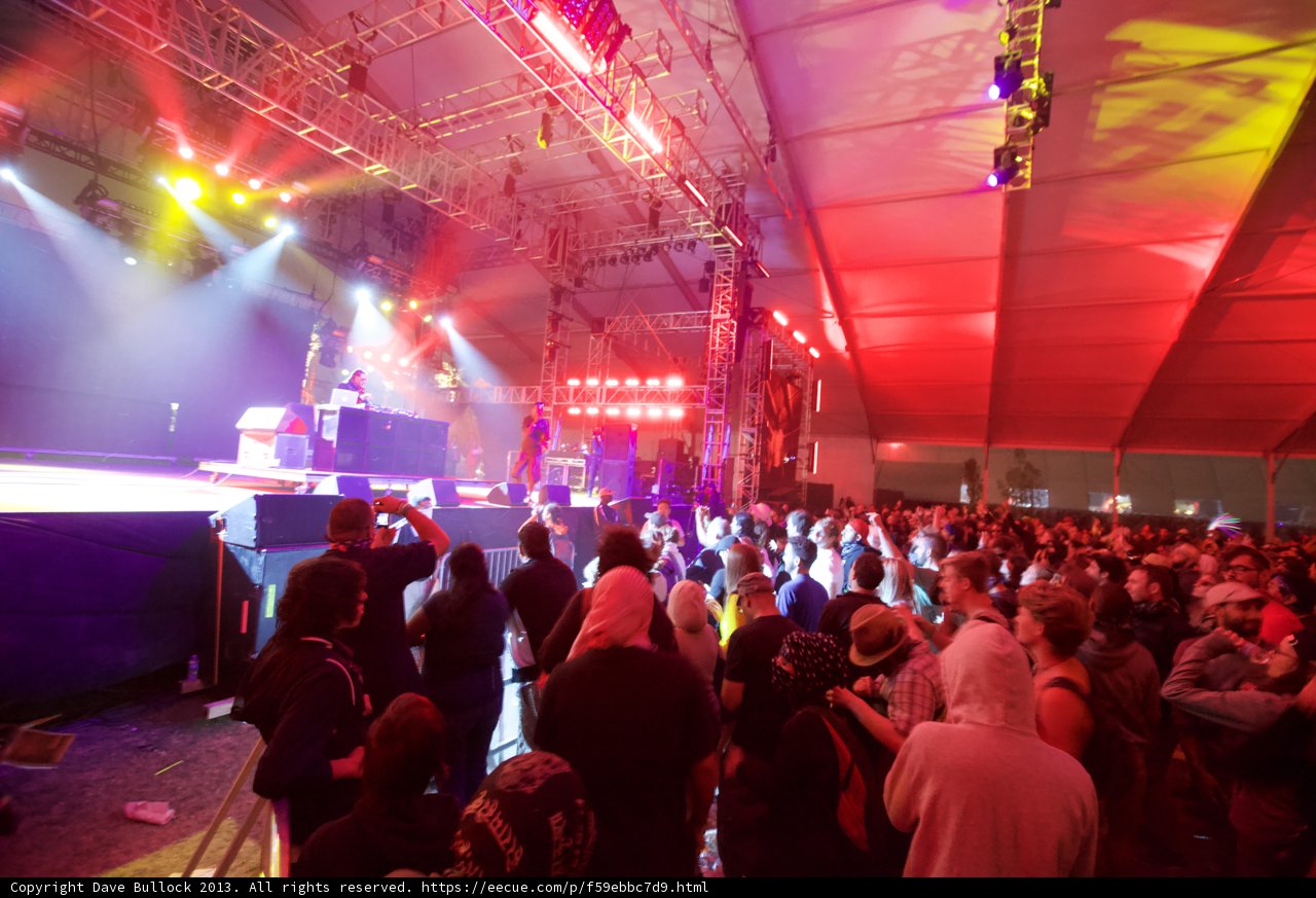 Coachella Nights: Crowd Bathed in Bright Lights