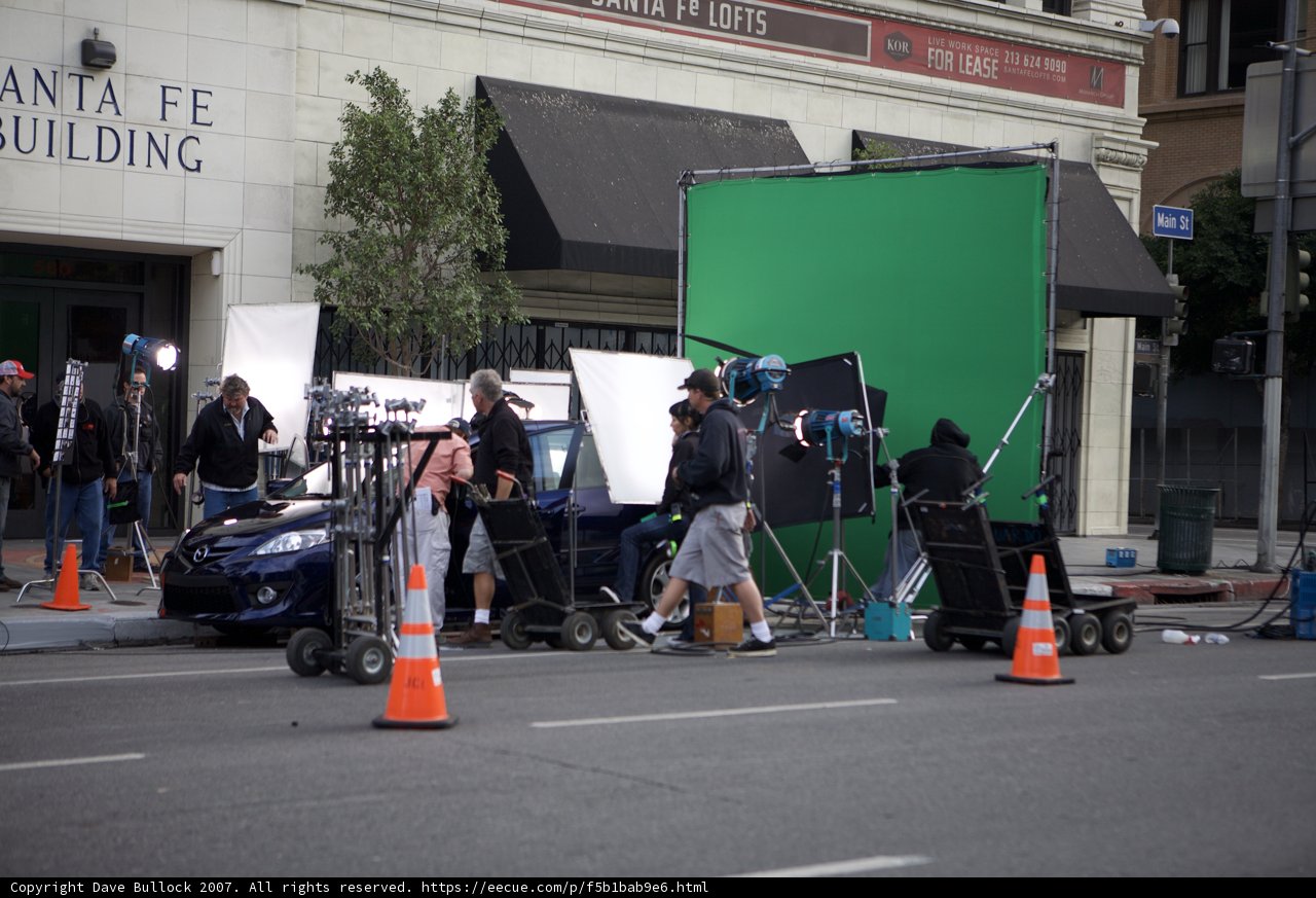 Green Screen in Front of a Busy Street