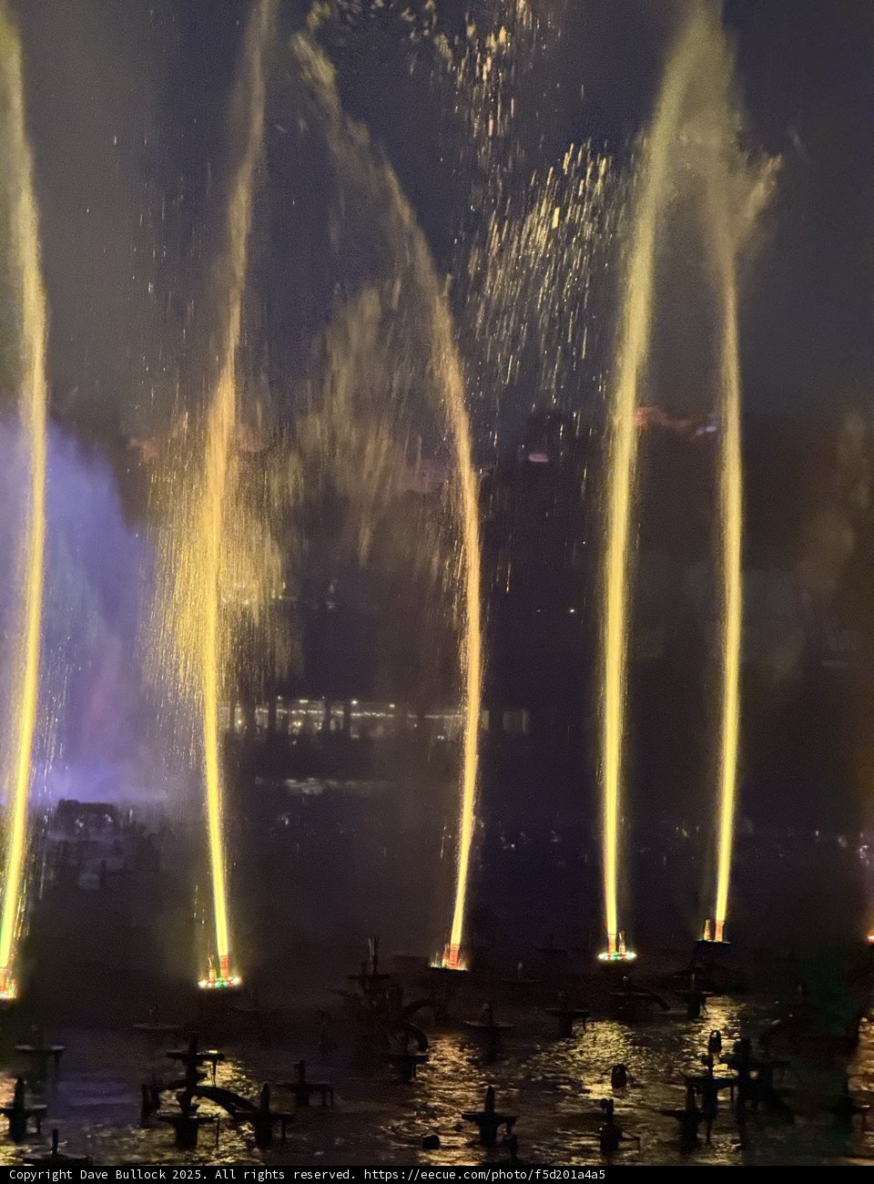 Illuminated Fountains at Dusk