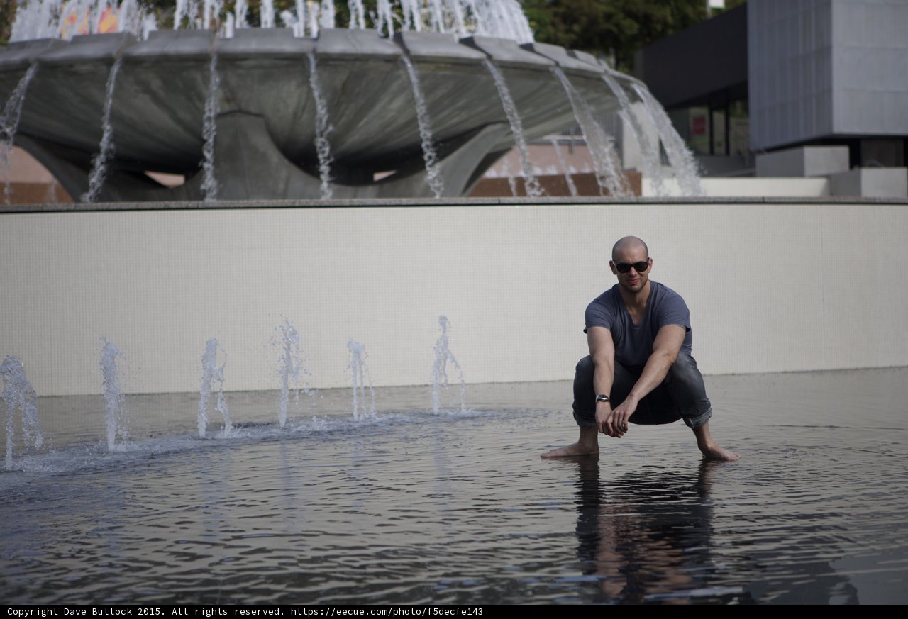 Relaxed Crouch in Fountain