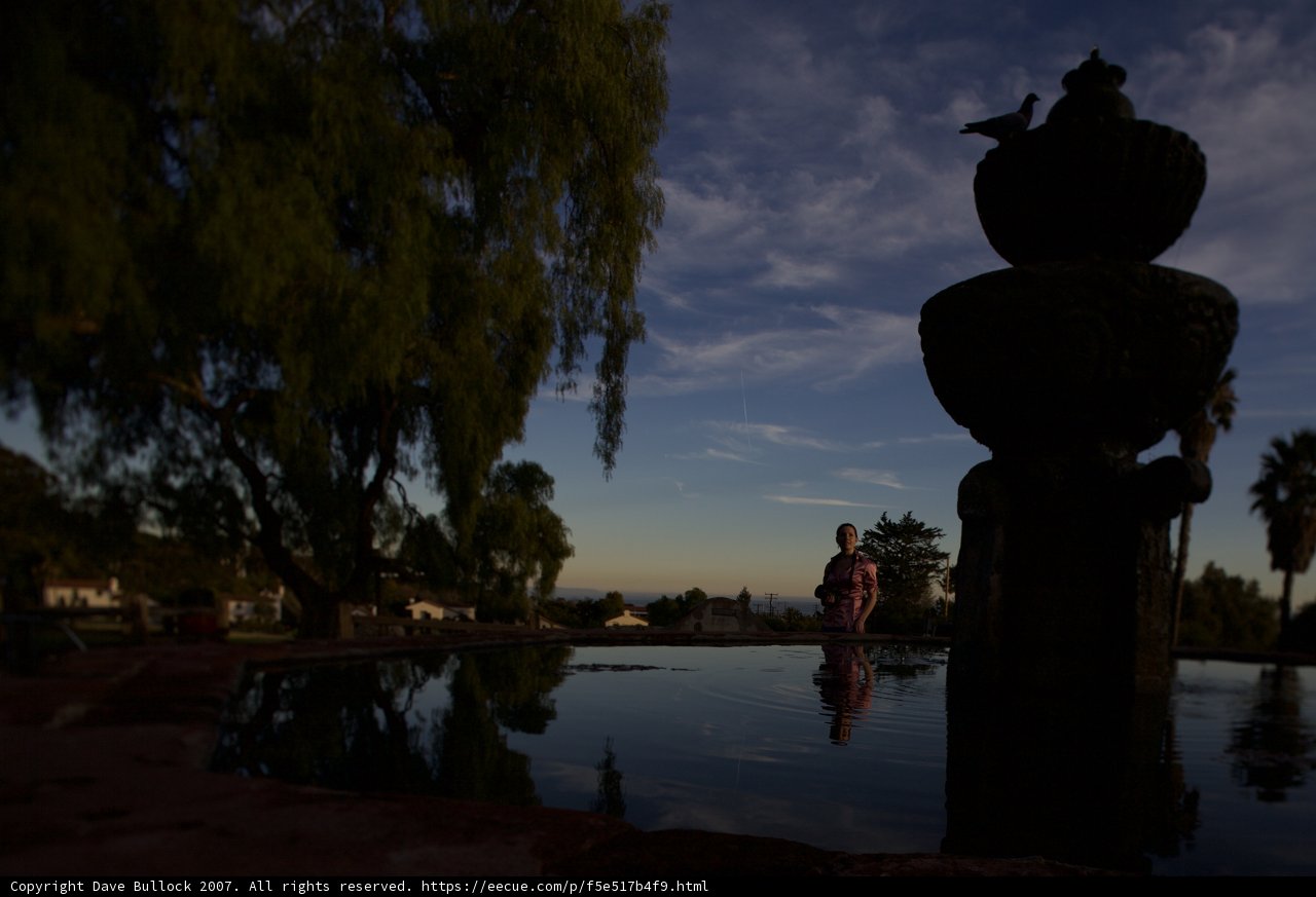 Sunset Silhouette at the Mission's Fountain
