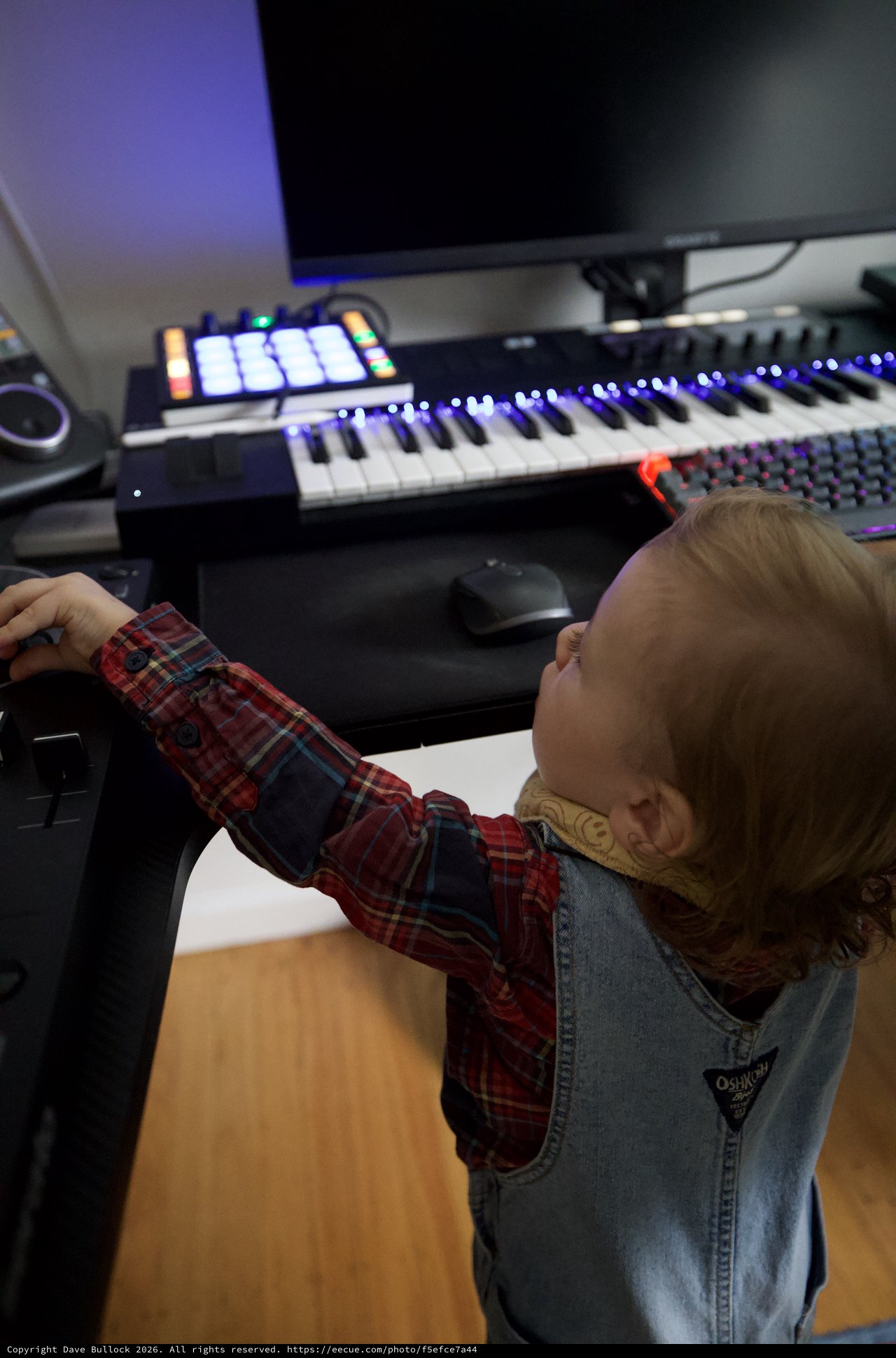 Young Child at Music Production Workstation