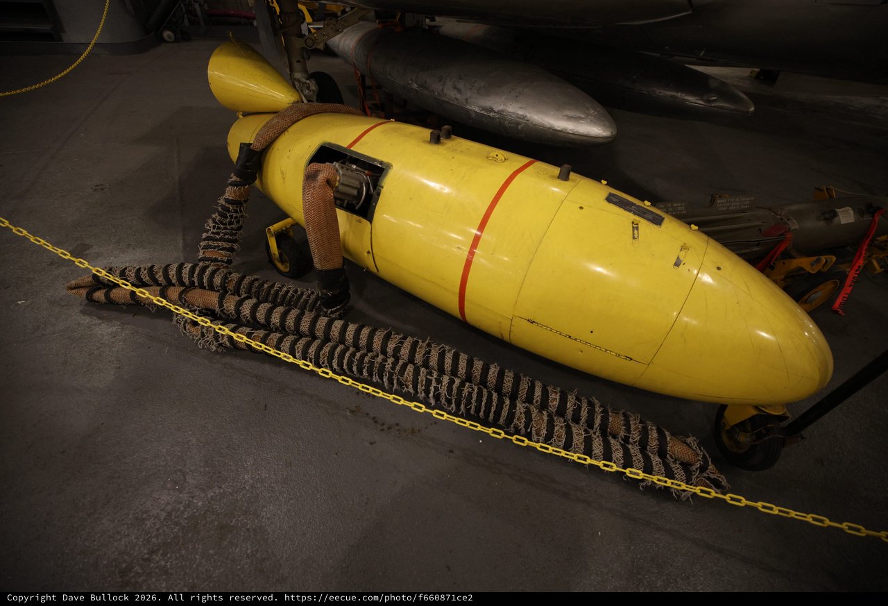 Yellow Autonomous Underwater Vehicle on Museum Display