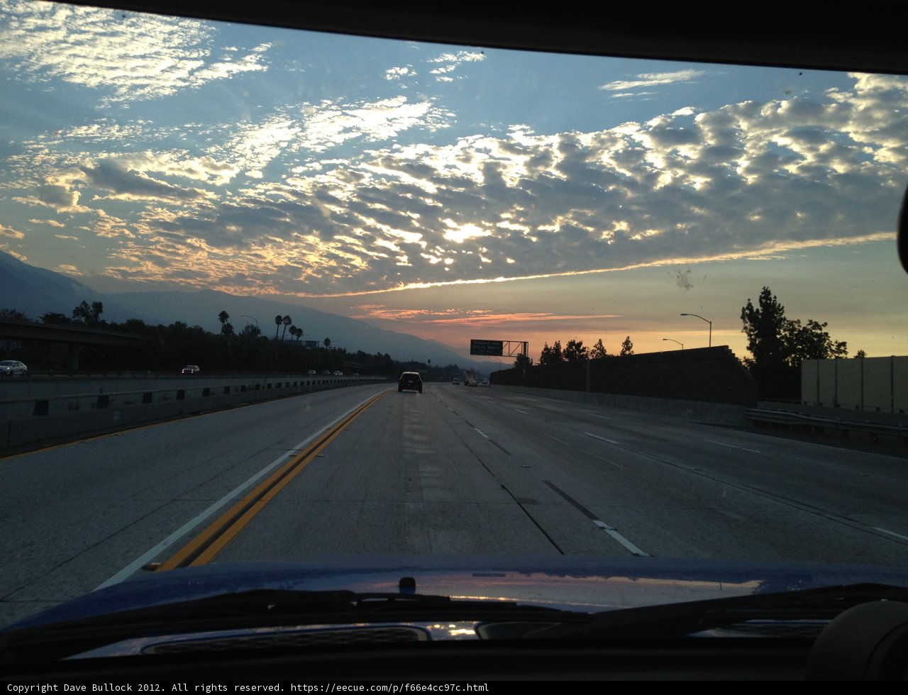 Driving into the Pasadena Sunrise
