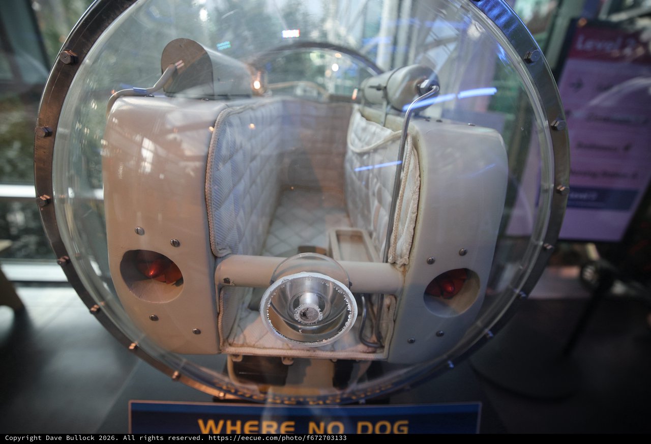 Historic Space Capsule Display with Dog Passenger