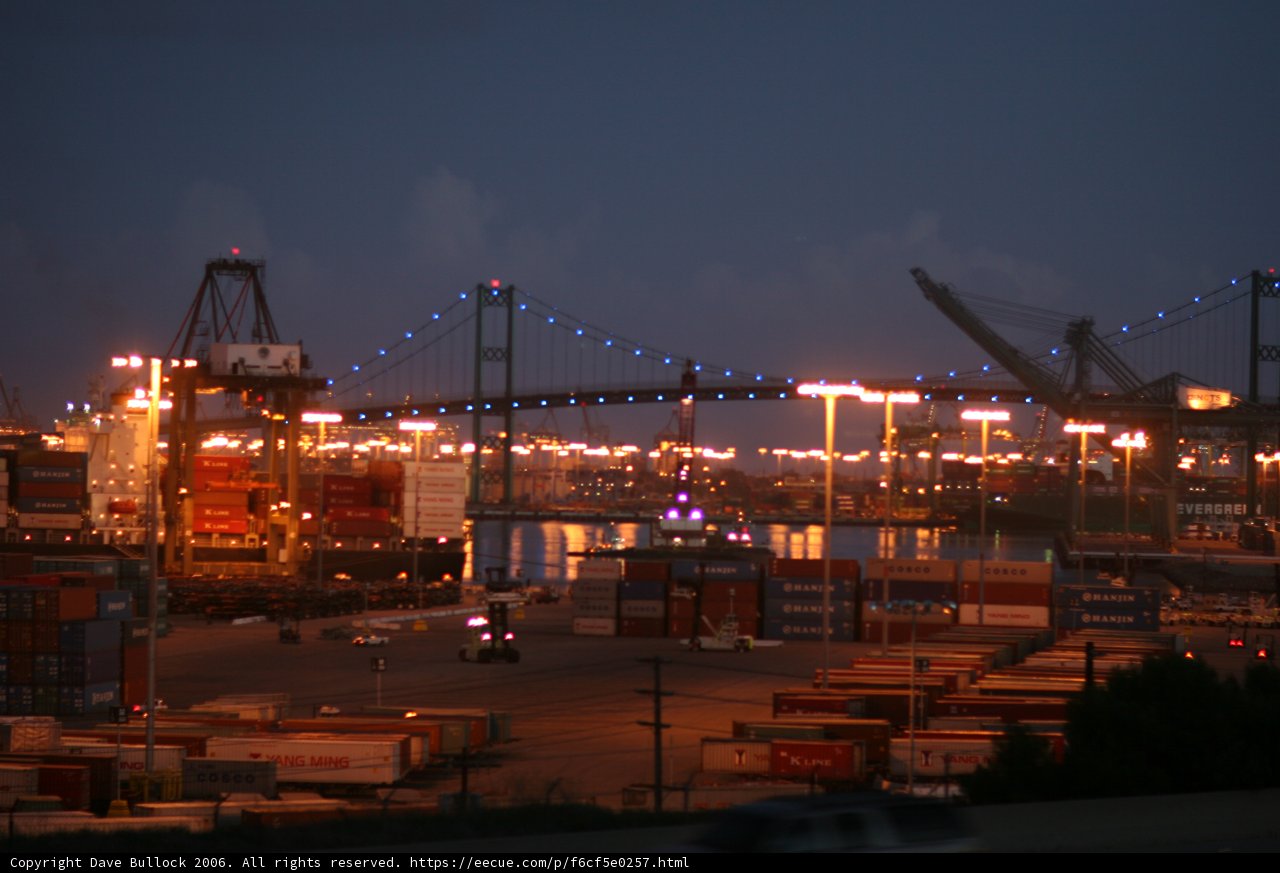 Illuminated Waterfront Bridge