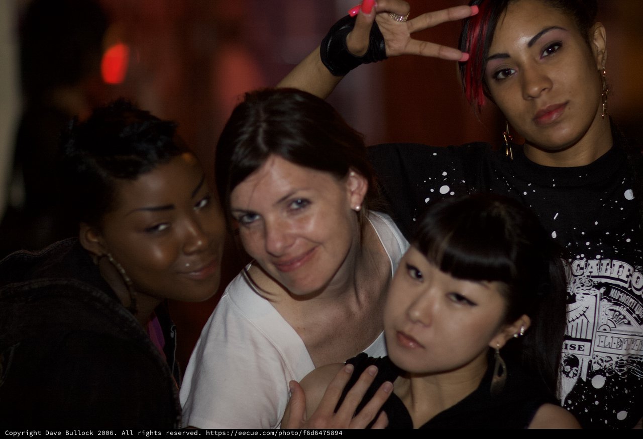 Four Women Posing Together at Nightclub Shoot