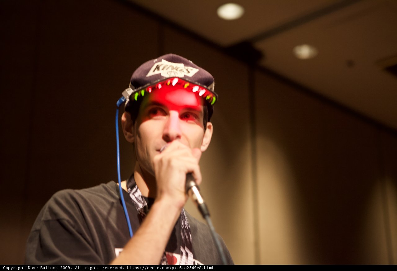 The Performer with the Hat and the Mic