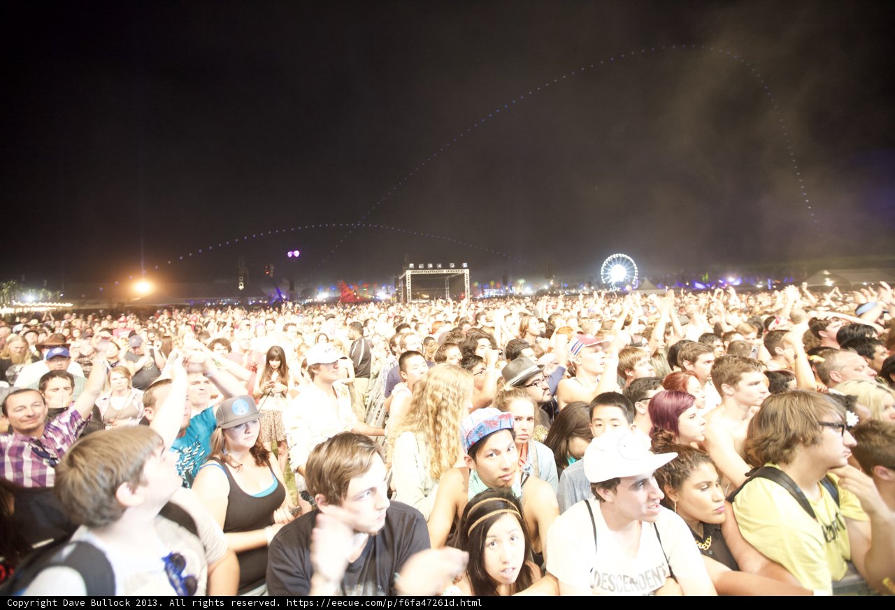 Coachella Crowd Gathers Under the Night Sky