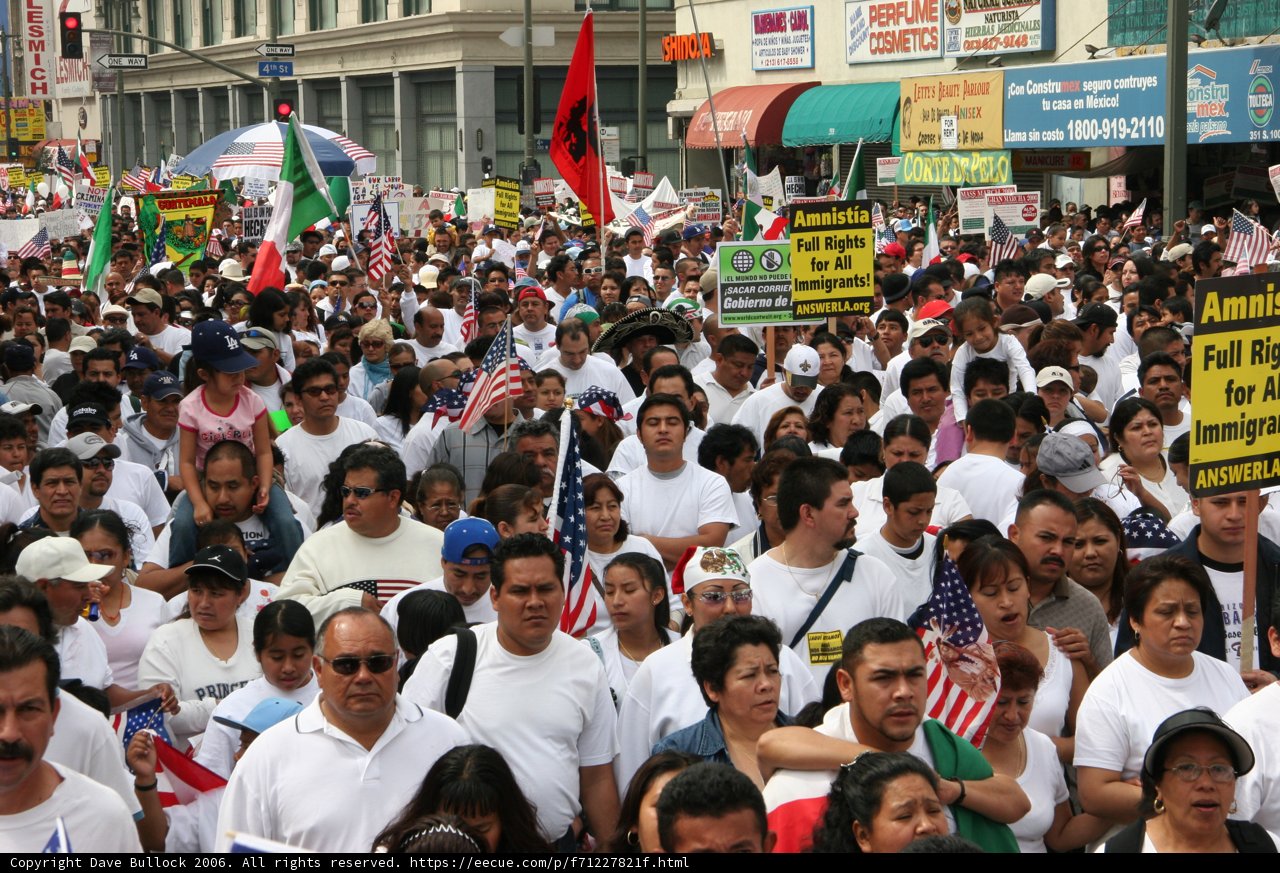 White Clad Crowd Marching in Parade