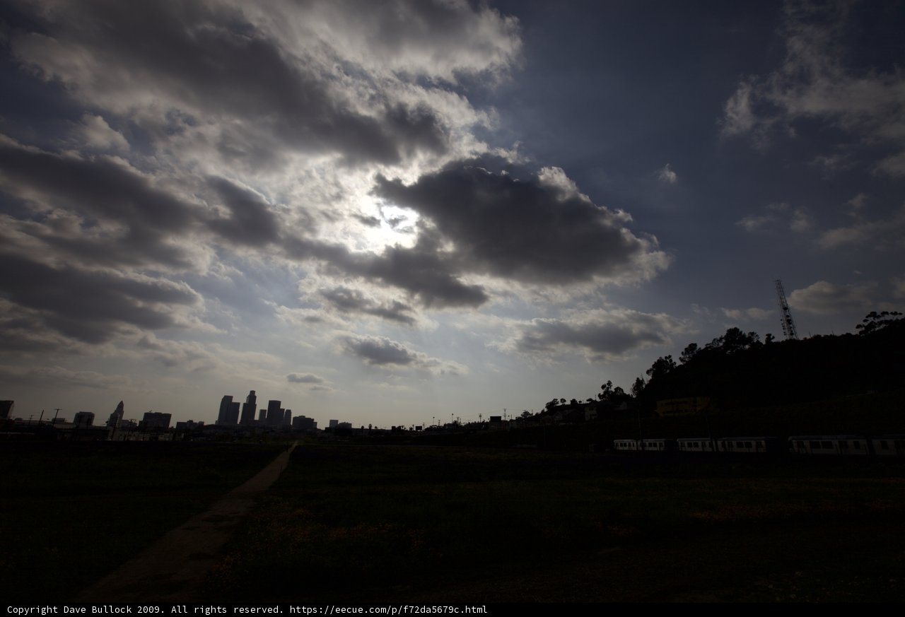 Cityscape under cloudy skies