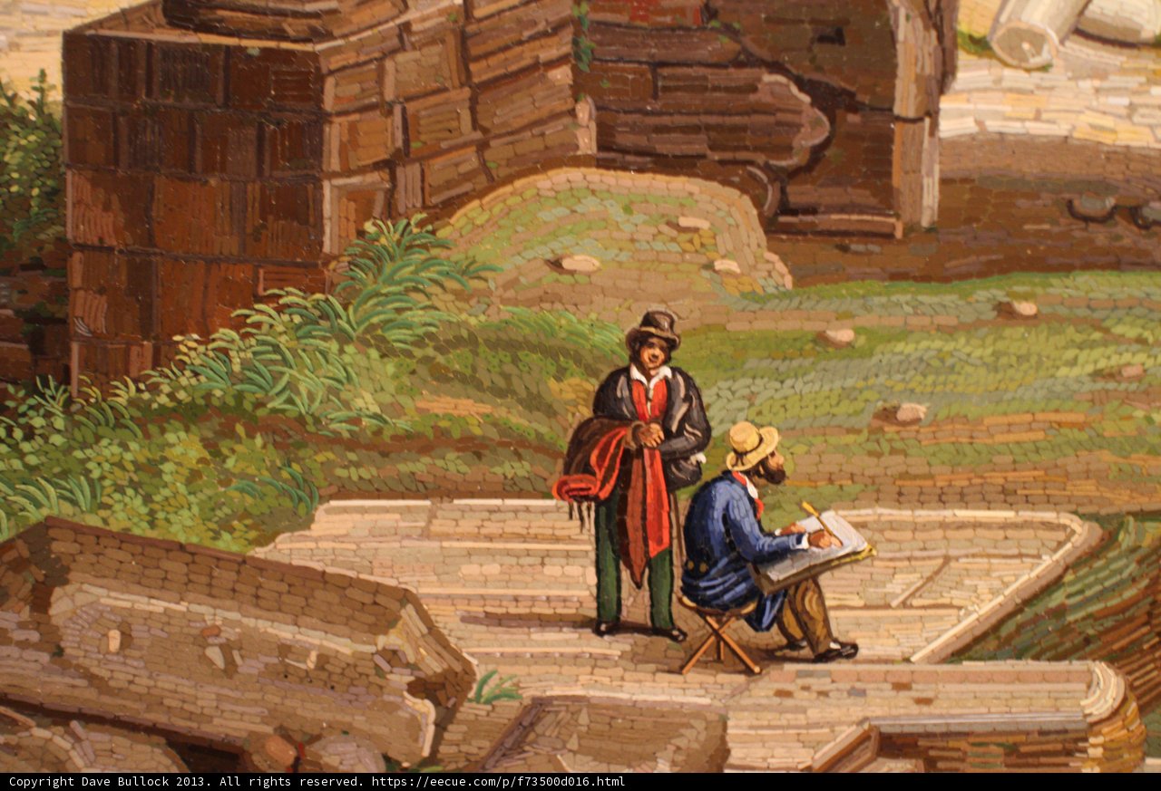 Mosaic Painting of Two Men on a Bench in Altadena