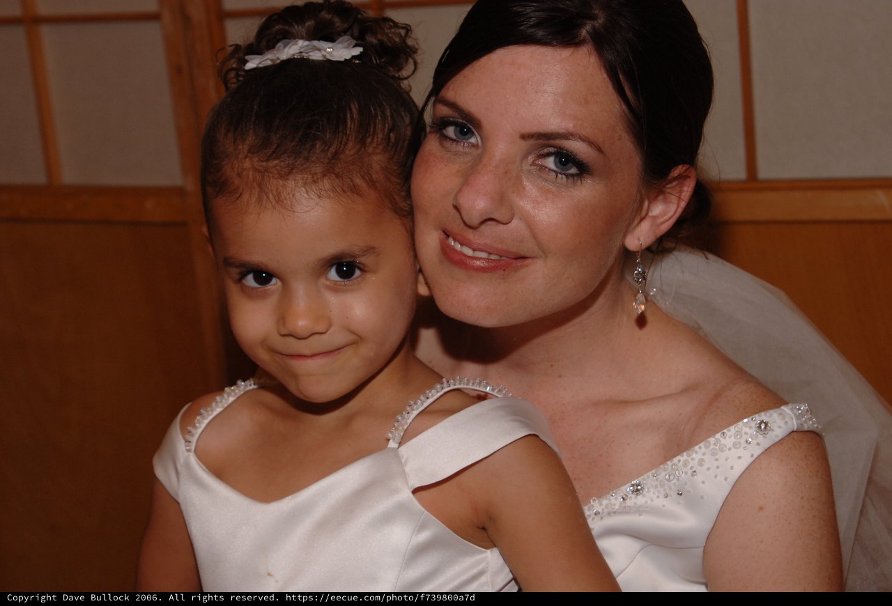 Bride and Flower Girl Share a Sweet Wedding Moment