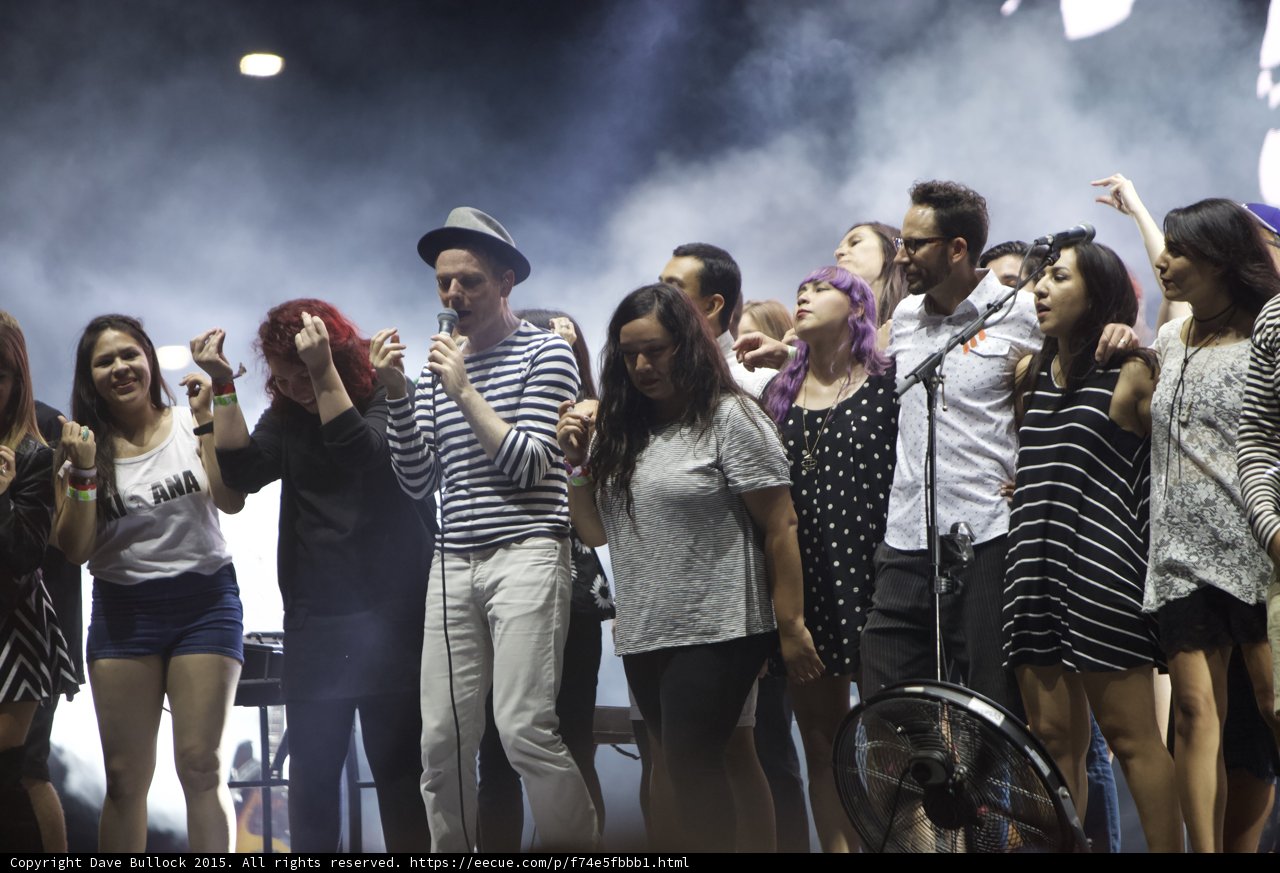 FYF Fest Stage Fedora Man Singing Red Hair Dancing Purple Hair Polka Dots Haze Finale
