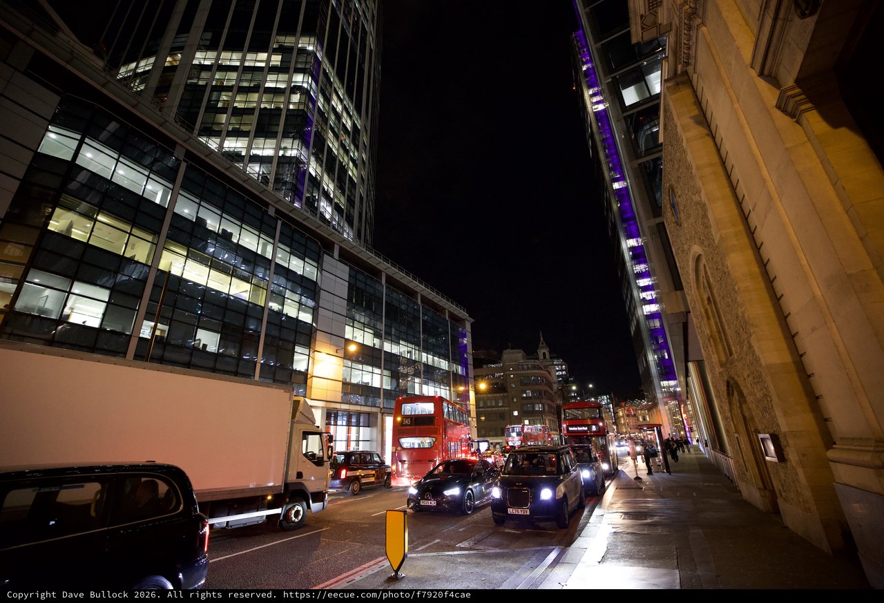 Night Traffic on London's Illuminated Streets
