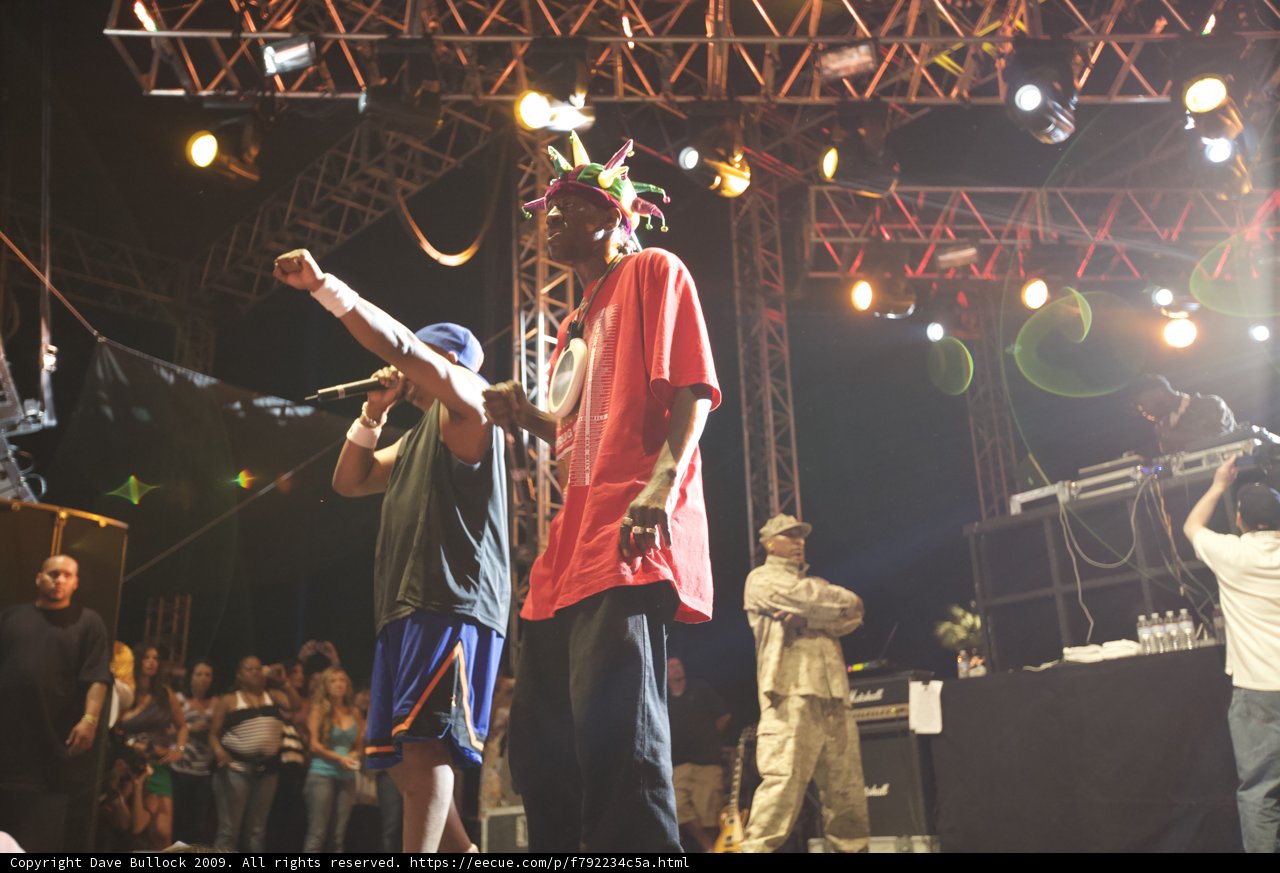 Two Men Take the Stage with Microphones at Coachella 2009