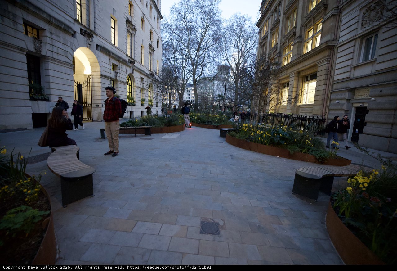 Early Evening at a London Public Square