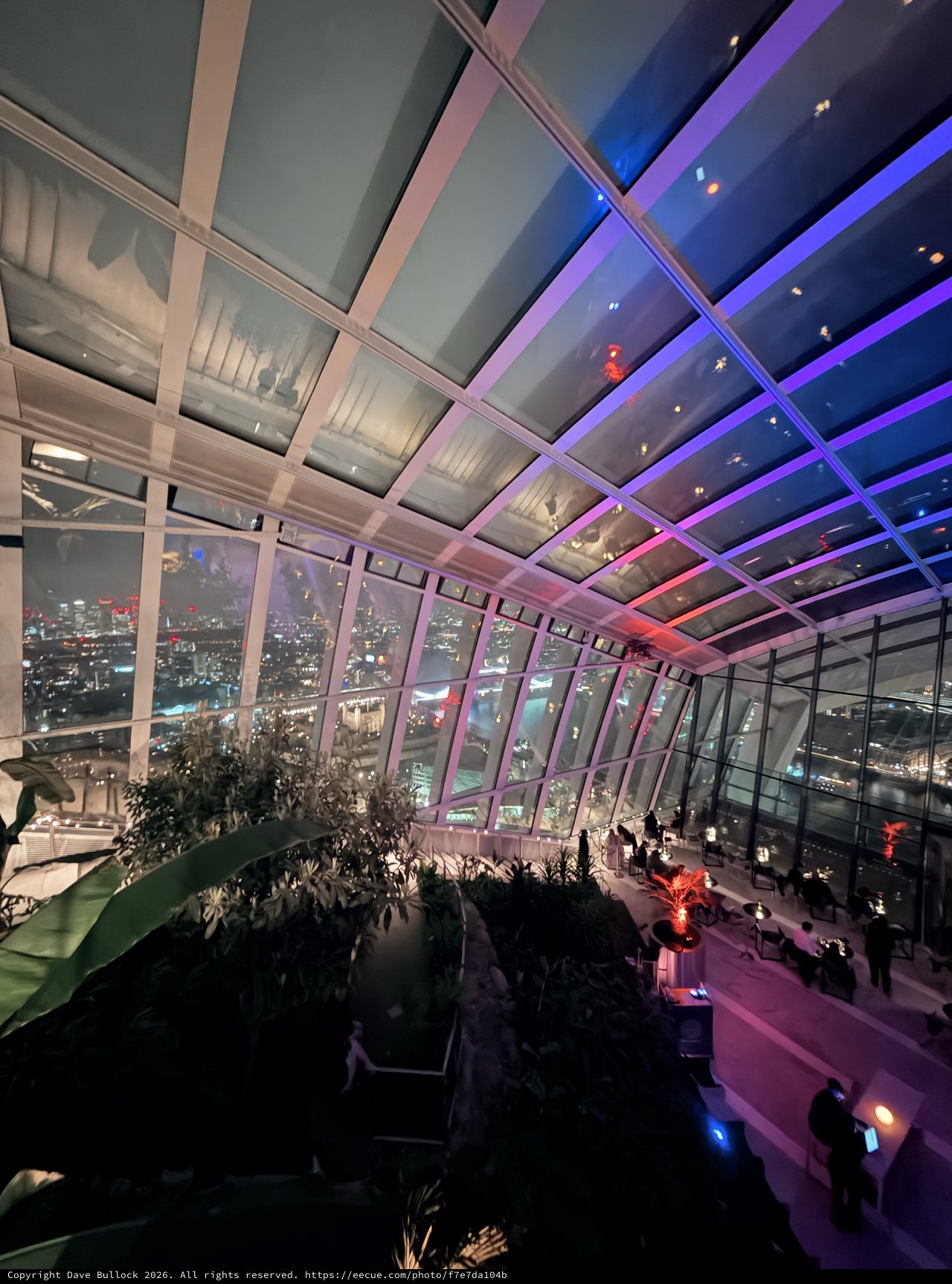 Sky Garden's Illuminated Terrace Overlooking London at Night