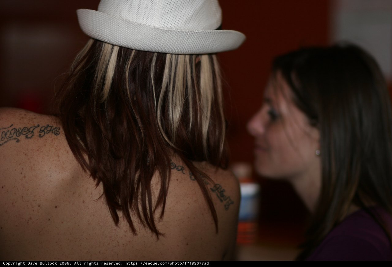 Tattooed Back and White Fedora Portrait