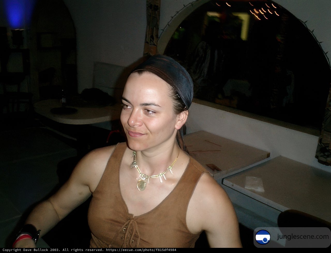 Elegant Lady in Headband and Necklace
