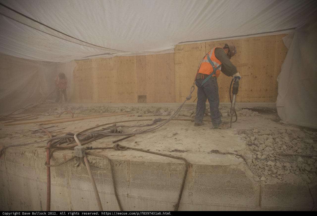 The Man Working on the concrete structure