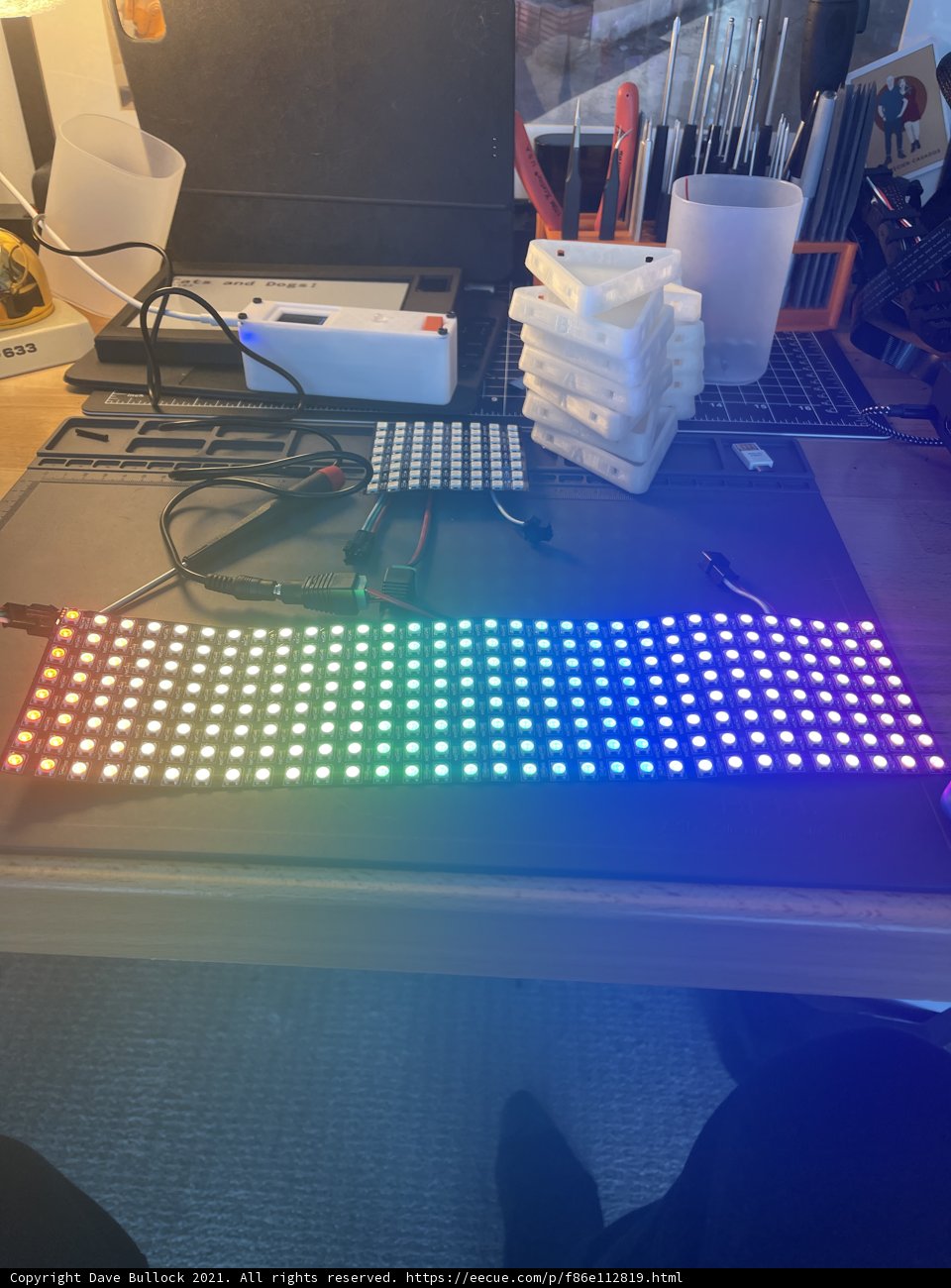 Multicolored LED Display Illuminating a Modern Desk