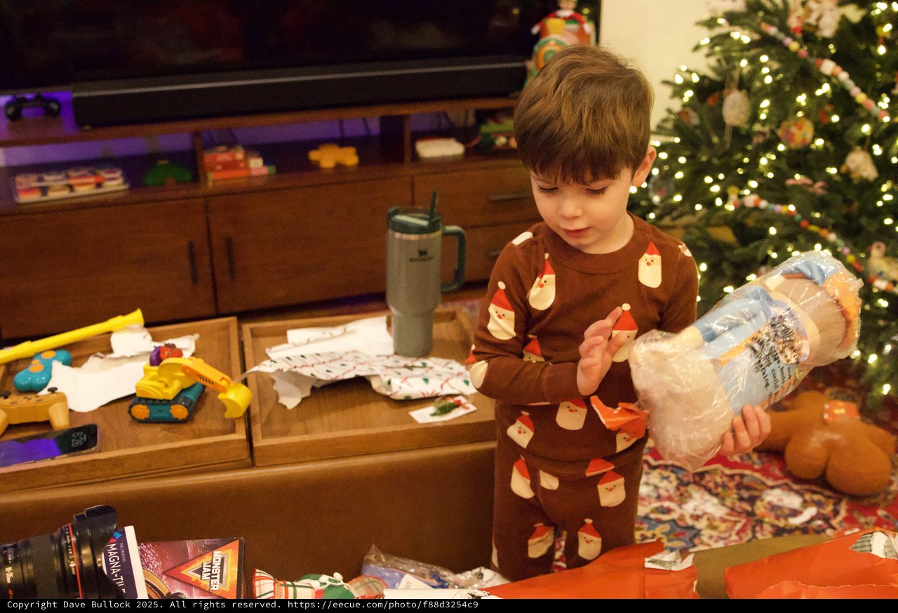 Christmas Morning Gift Unwrapping at Home