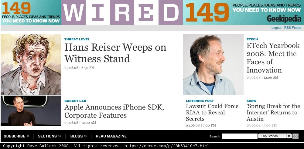 Wired Magazine Website Featuring Tim O'Reilly and Steve Jobs