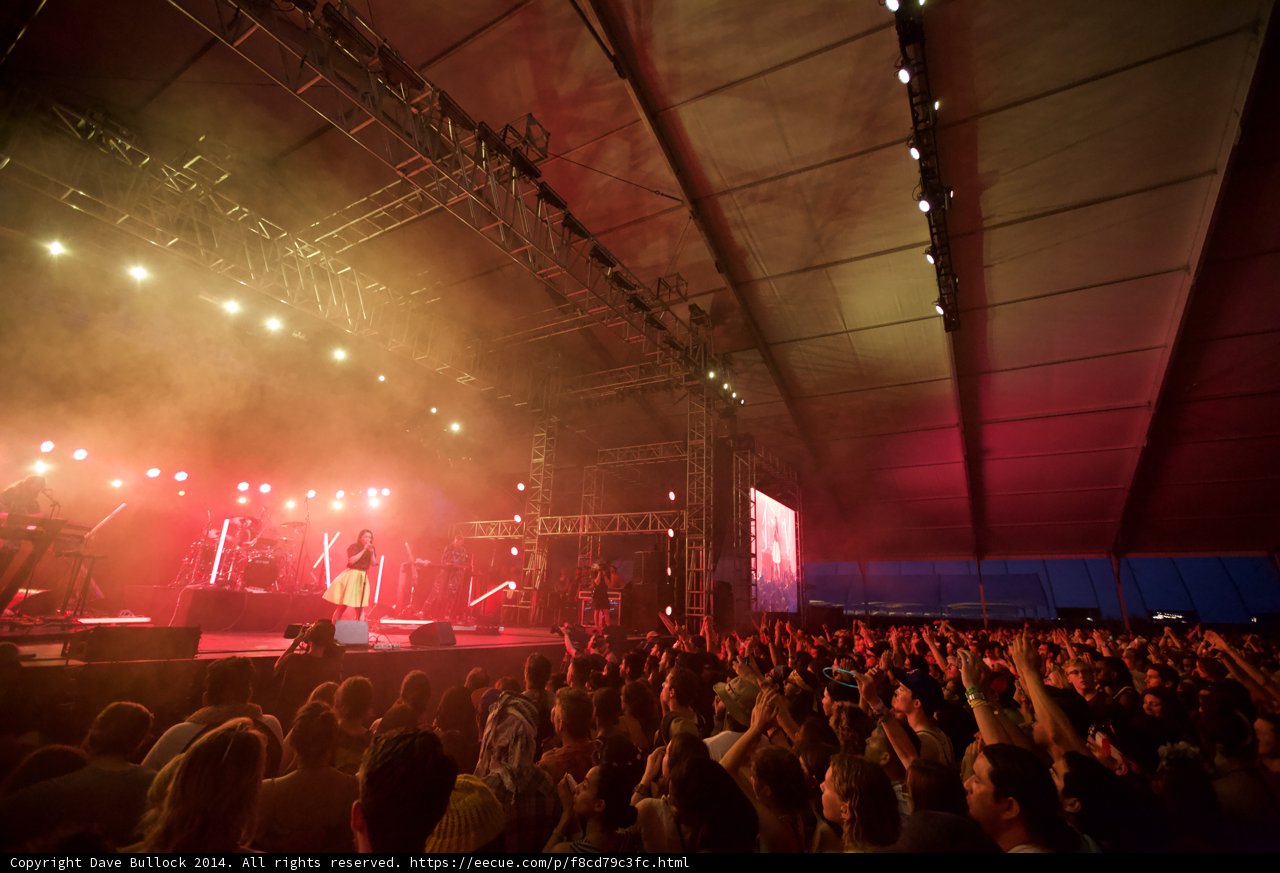 Red Spotlight on the Rock Concert Crowd
