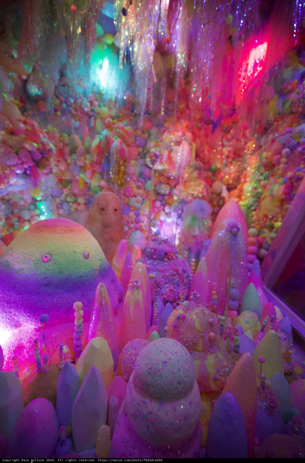 Psychedelic Cave of Colorful Crystal Formations and Glitter