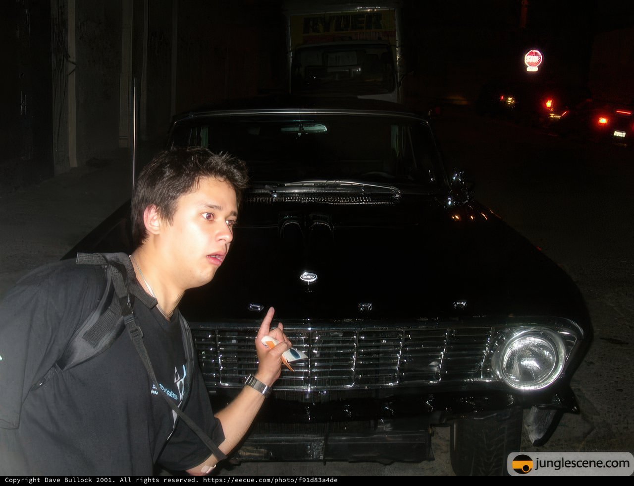 Man pointing at sleek sports car