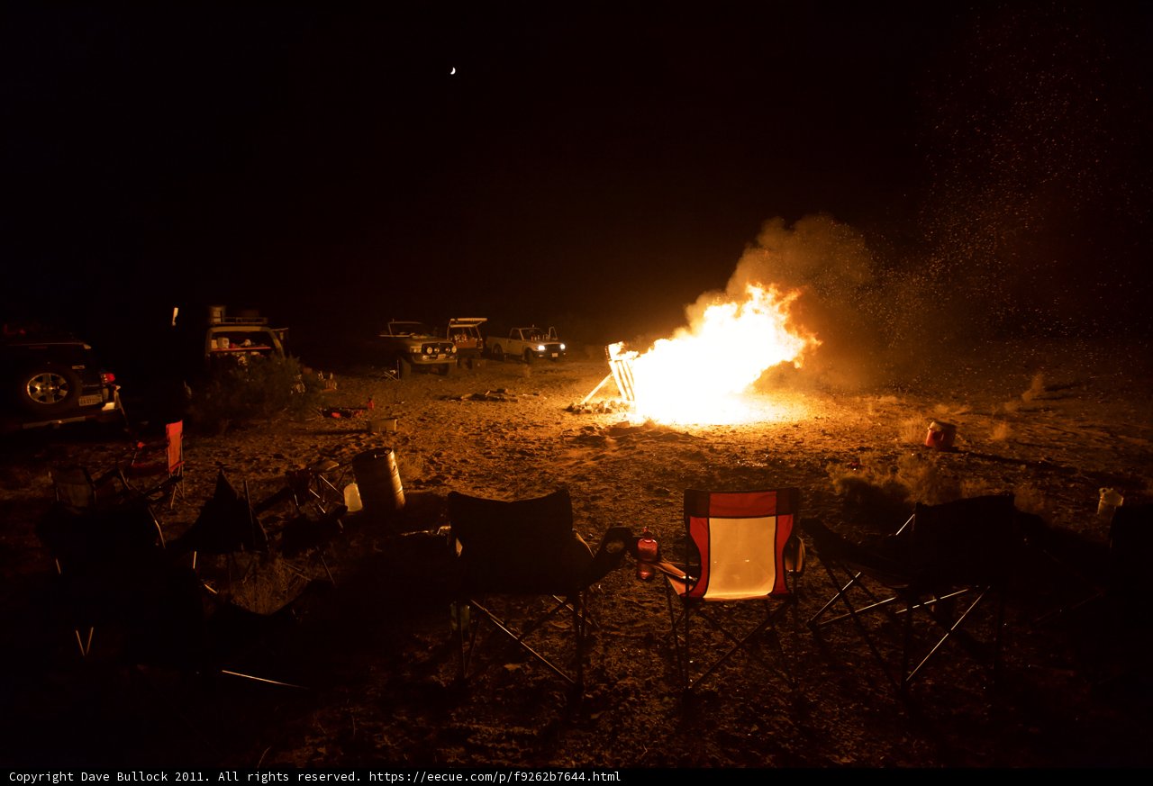 Desert Bonfire under the Night Sky