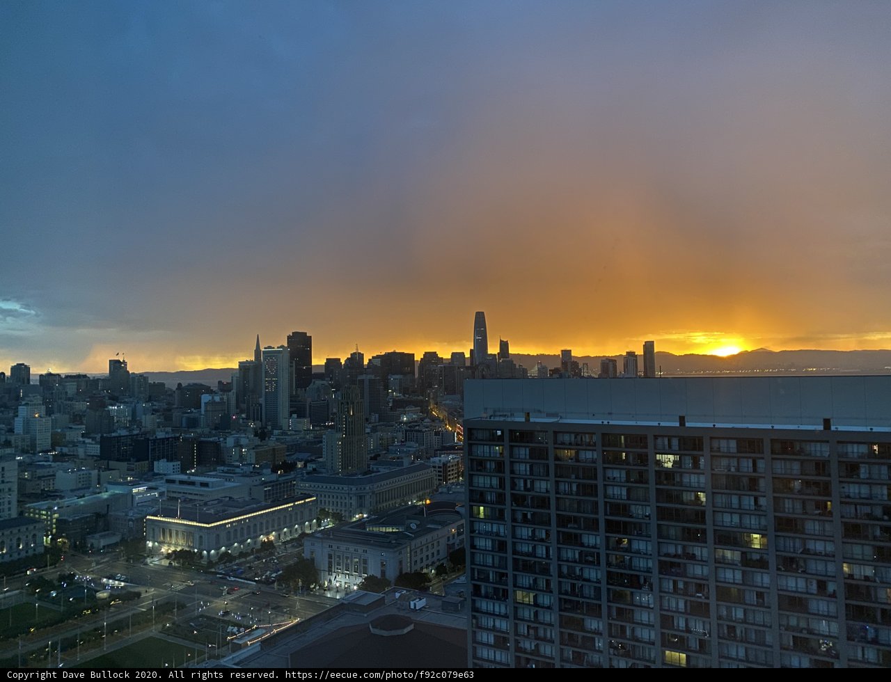 Sunset skyline above San Francisco