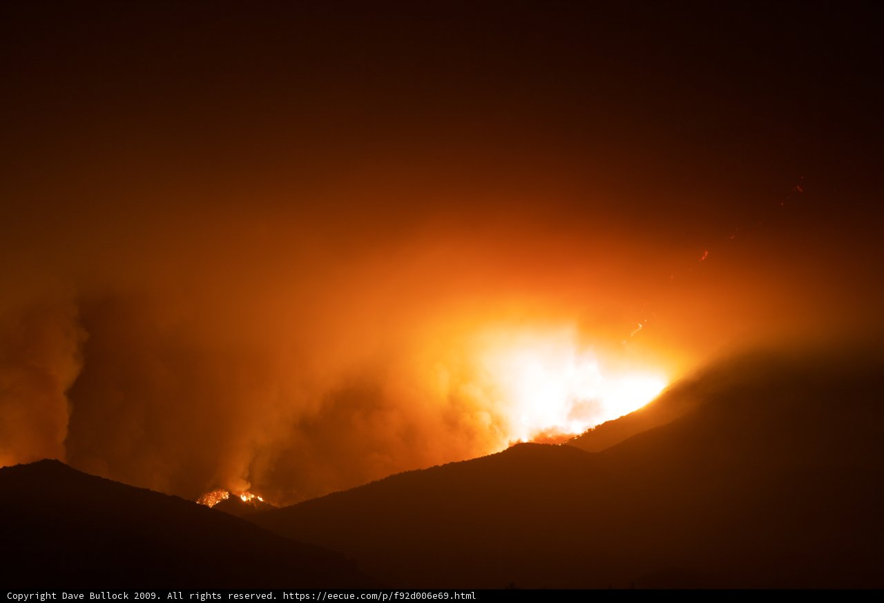 Mountain Blaze Illuminates Night Sky