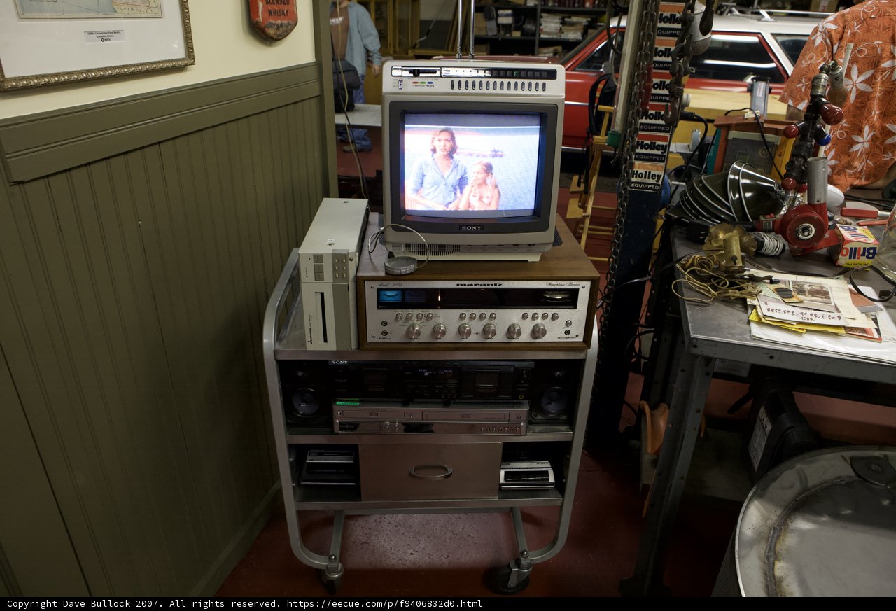 Retro TV Cart in the Garage