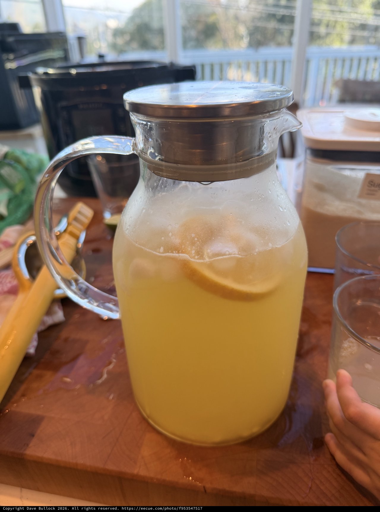 Homemade Lemonade Pitcher on Rustic Wooden Table