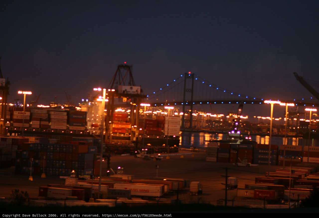 Illuminated Waterfront Bridge