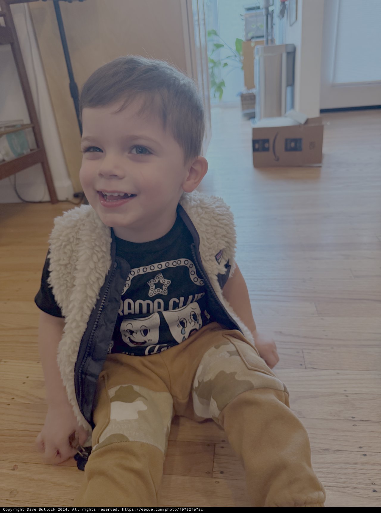 Joyful Child in Living Room Play Area