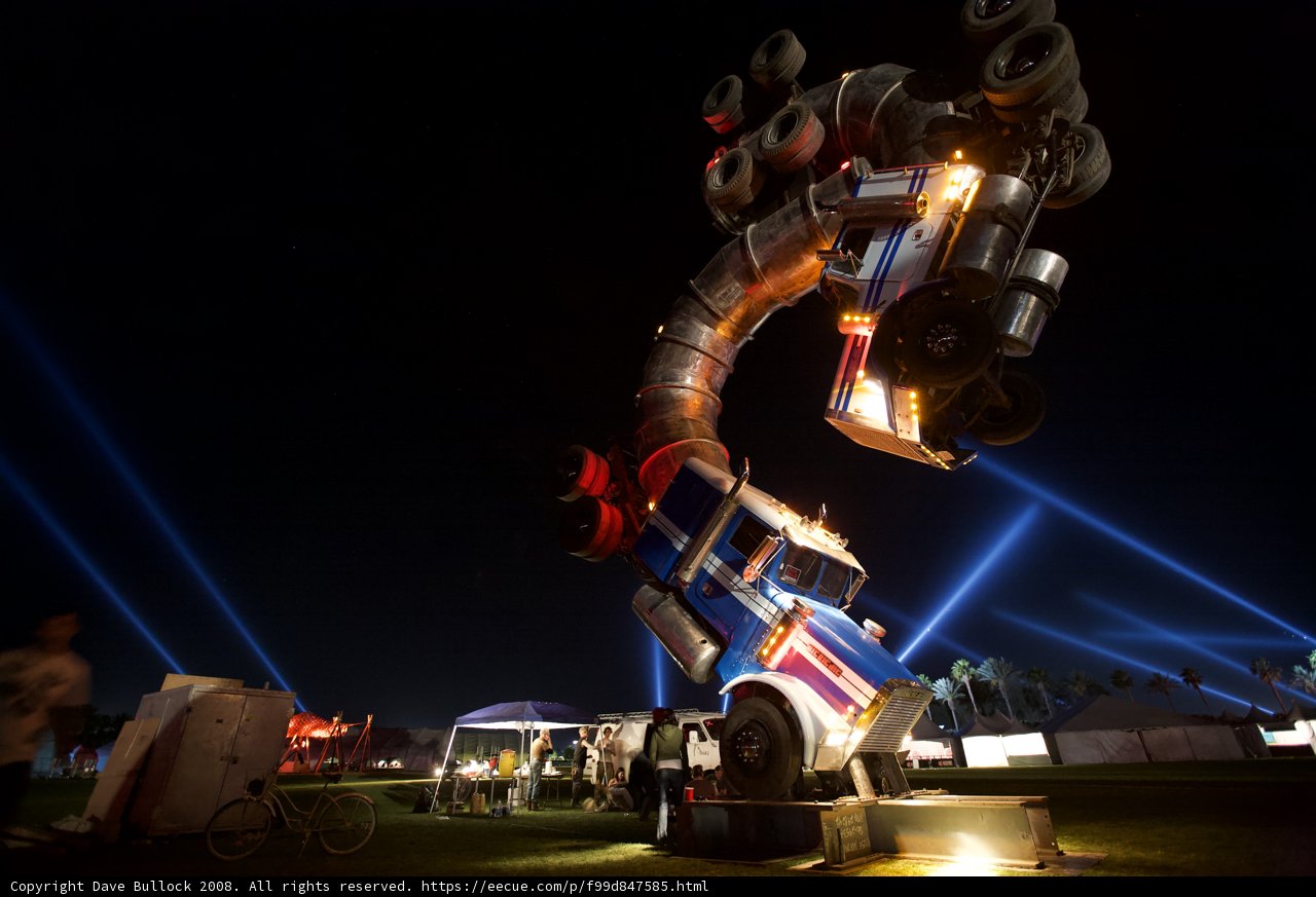 Giant Truck Sculpture Lights Up Coachella Night Sky