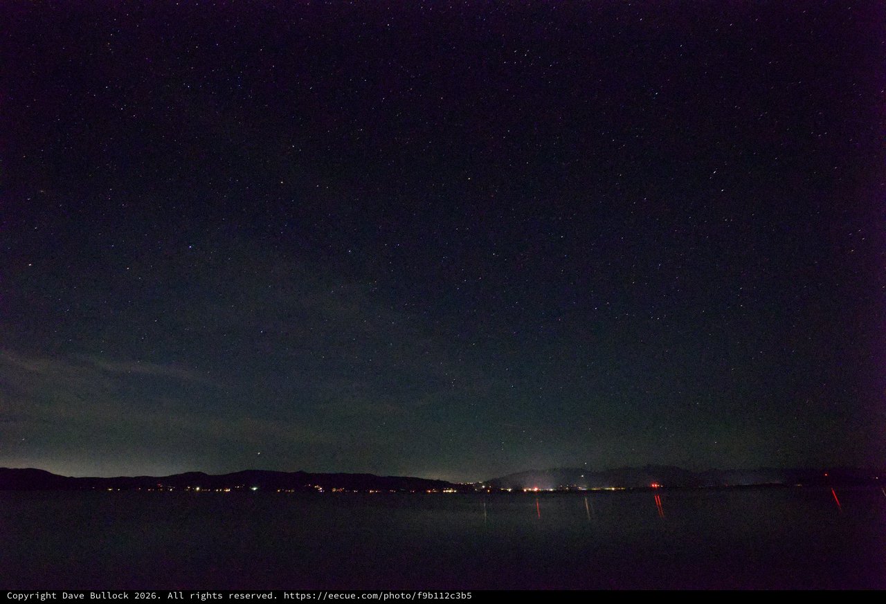 Starry Night Over Lake Tahoe's Distant Shoreline
