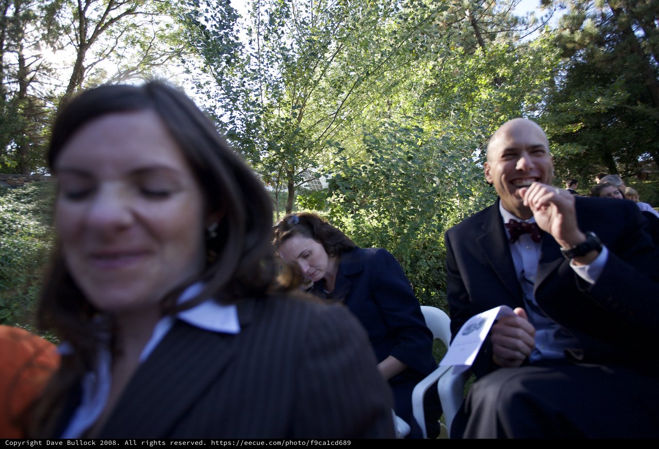 Laughter and Joy at an Outdoor Wedding Ceremony