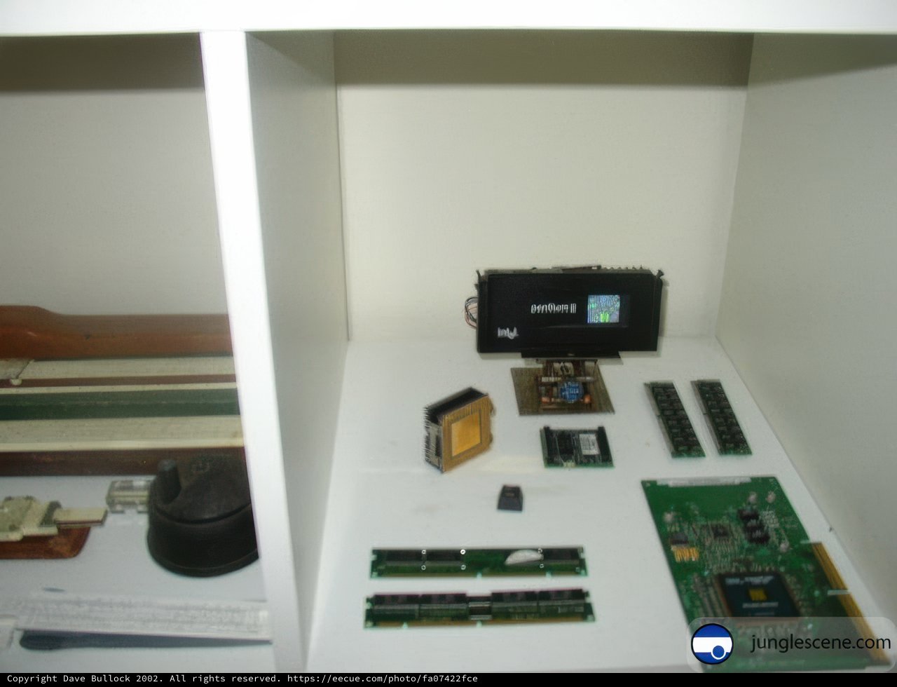 Display of Computer and Electronic Components in Cabinet