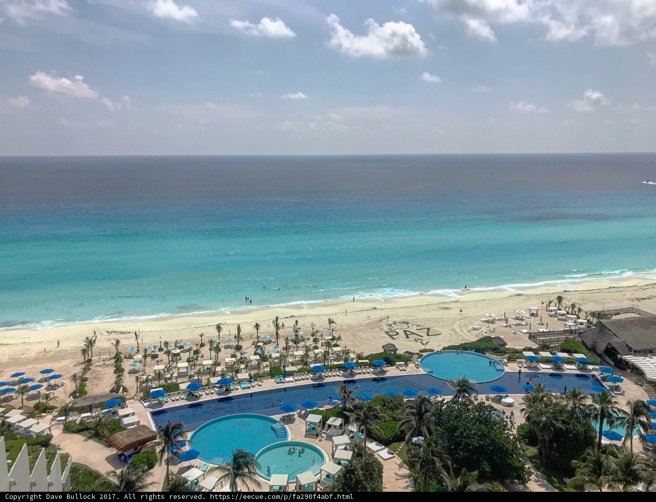 Aerial view of Cancun resort with stunning pool