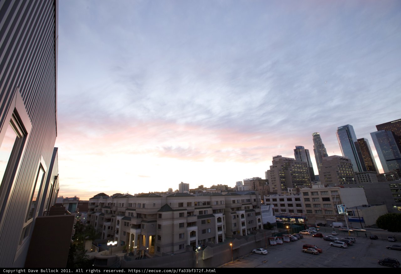 Sunset over the City from High Rise Office Building