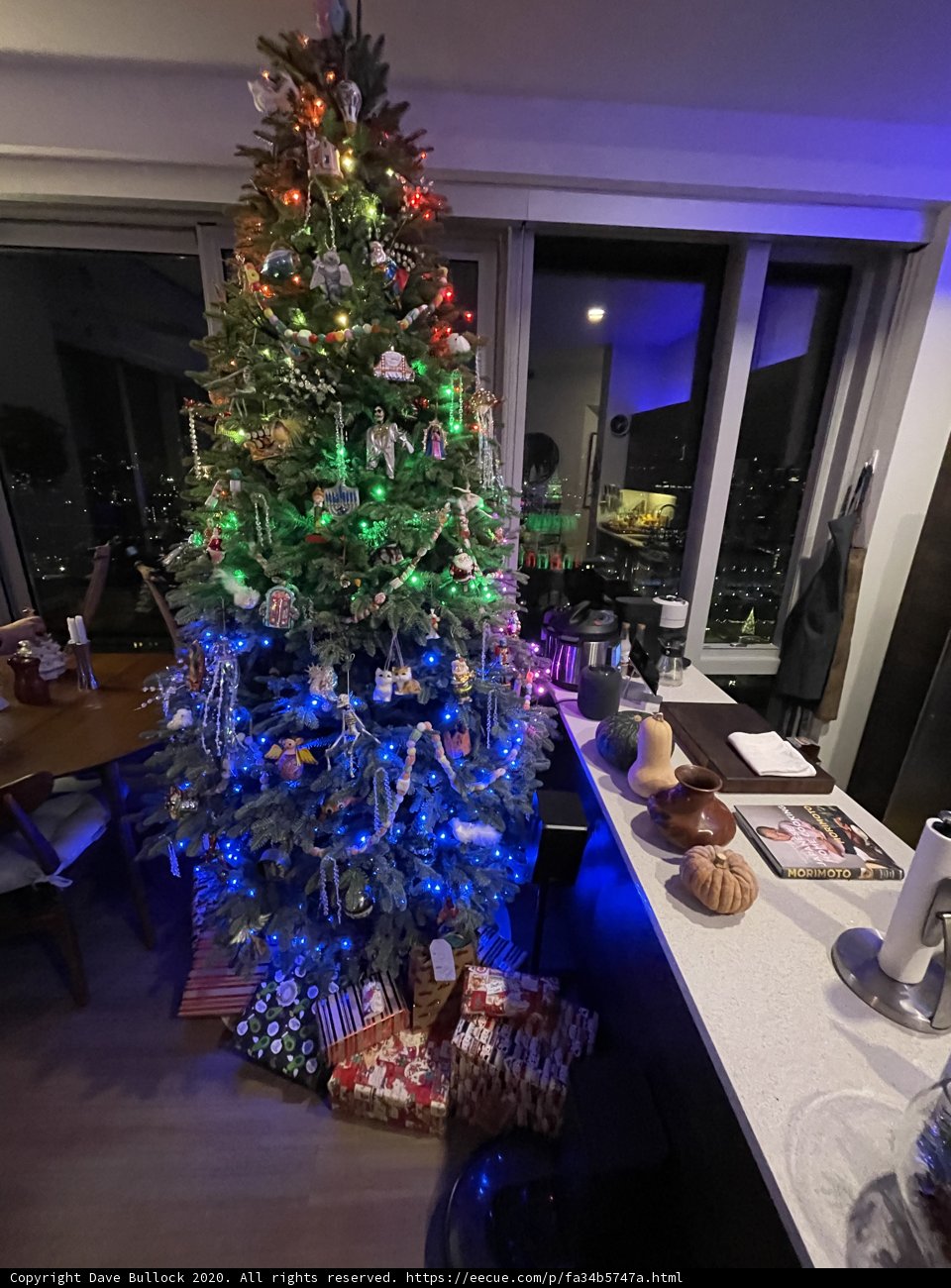 Festive Christmas Tree in a Cozy Kitchen