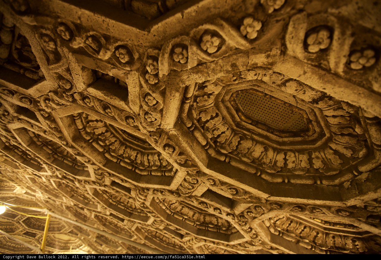 Intricate Carvings on Theater Ceiling