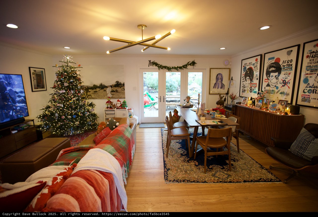 Festive Mid-Century Modern Living Room at Christmas